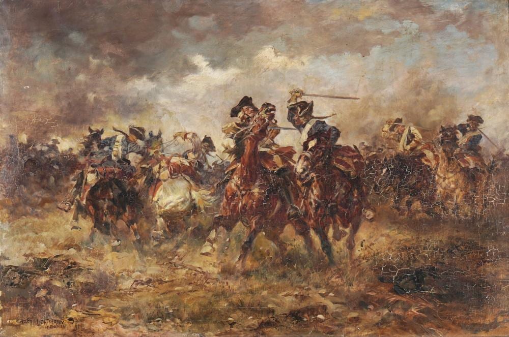 Anton (1863) Hoffmann comparable auction result: anton hoffmann 1863 1938 battle scene with cavalry battle