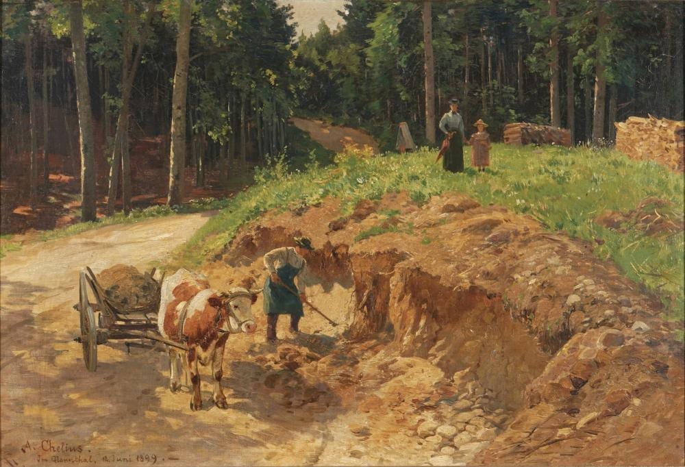 Karl Adolf Wilhelm Chelius comparable auction result: adolf chelius 1856 1923 at the edge of the forest near glonnthal 1899