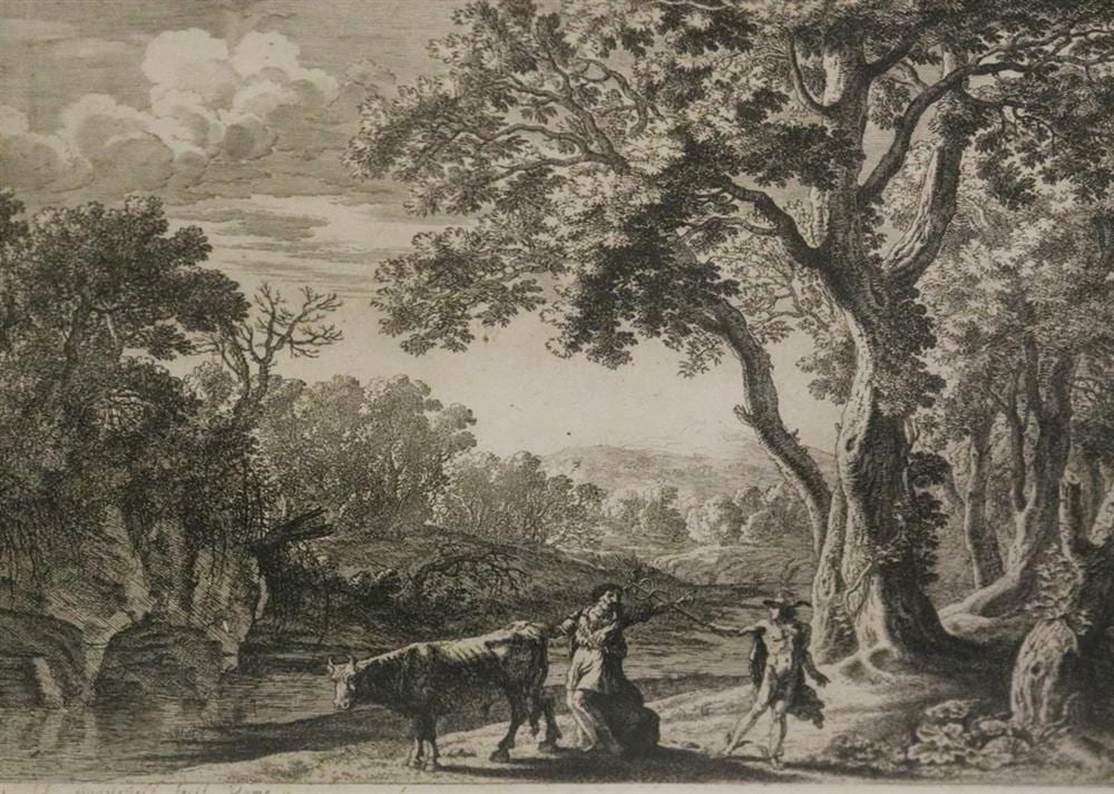 Herman van Swanevelt comparable auction result: herman van swanevelt dutch 1603 1655 mercury turning battus to stone etching framed not examined out of frame