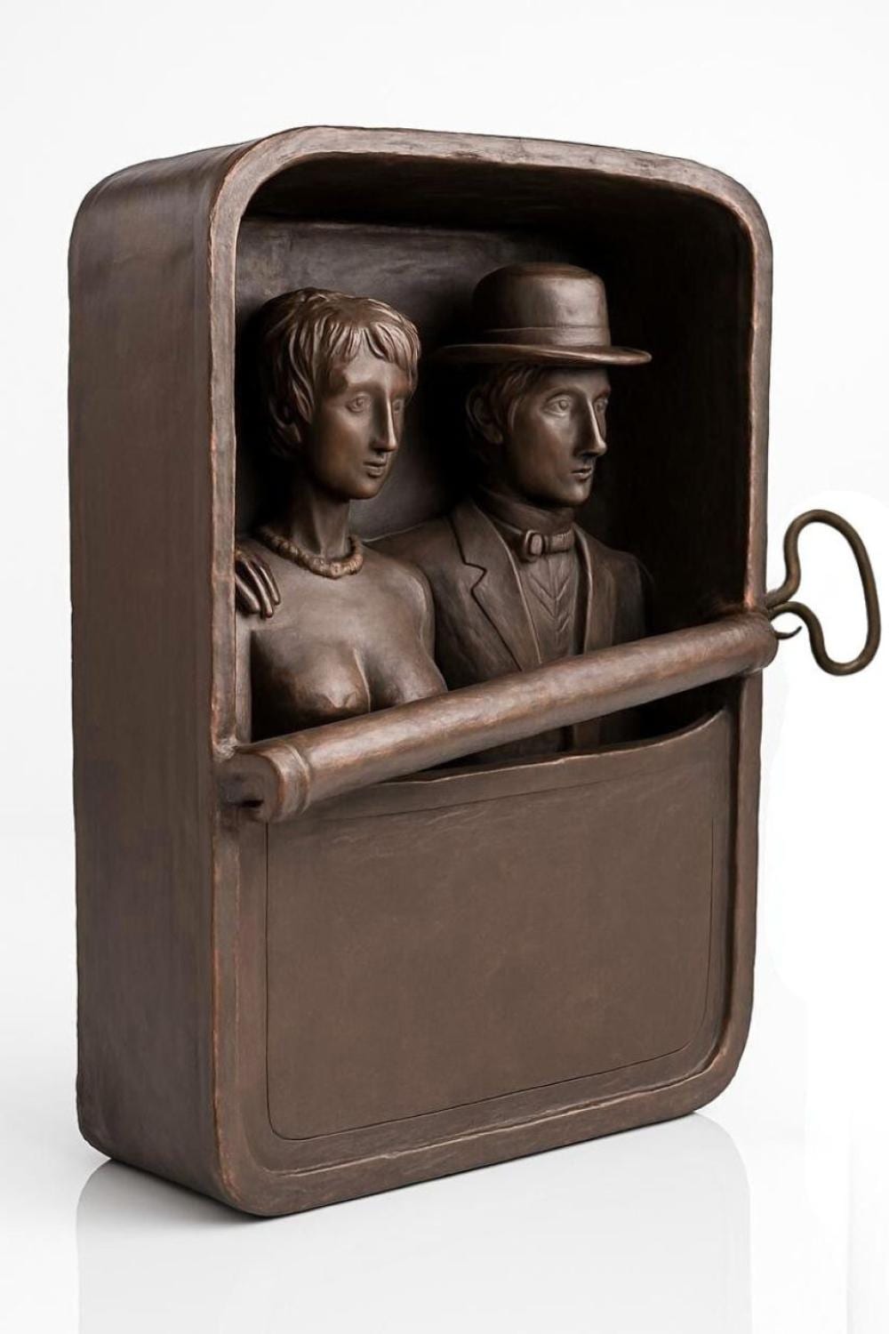 Benjamin Levy comparable auction result: benny levy couple in a sardine can made of bronze antique