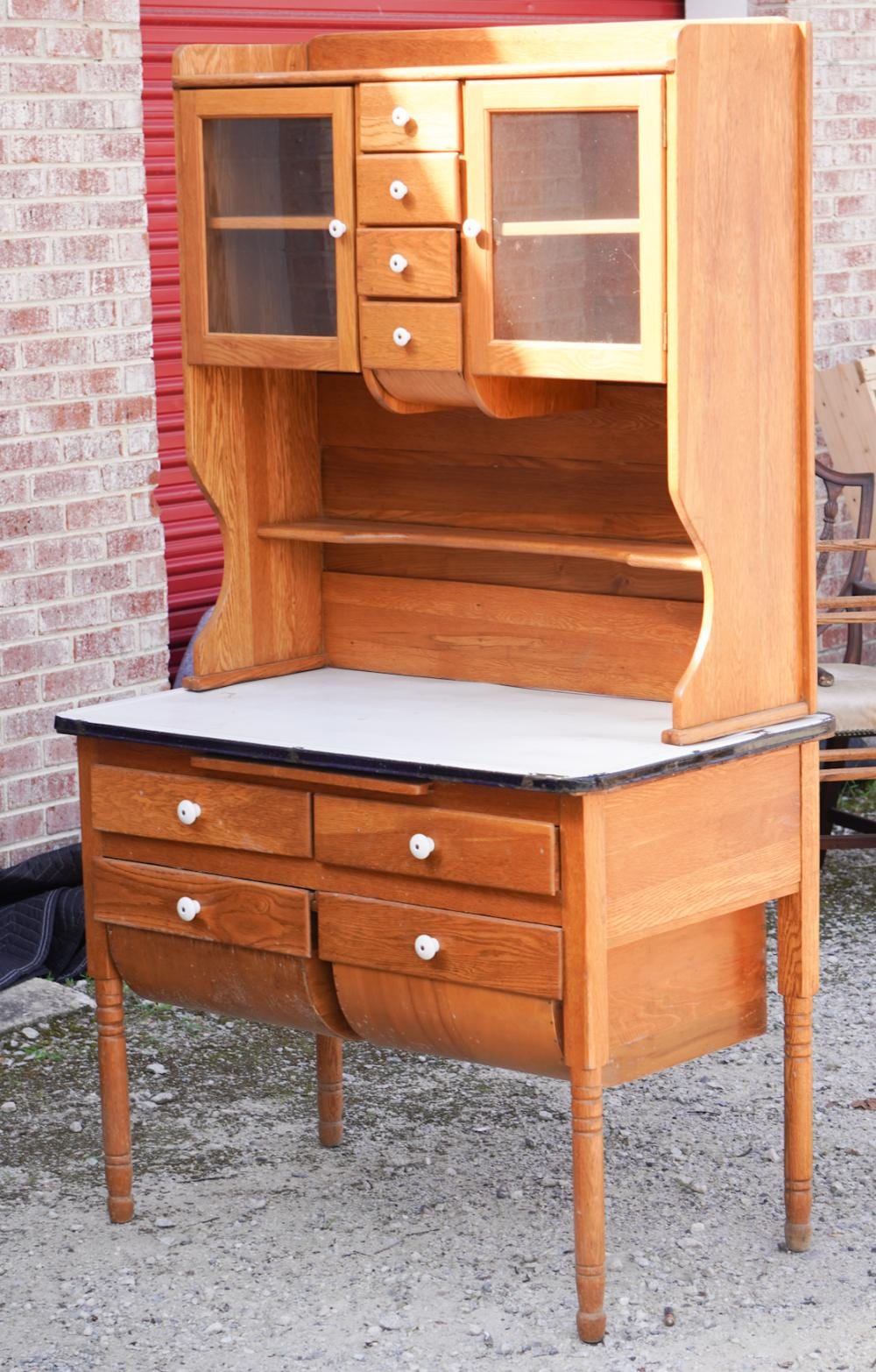 Antique American Hoosier Cabinet sold by Wooten & Wooten Auctioneers, lot 608 — auction record photograph