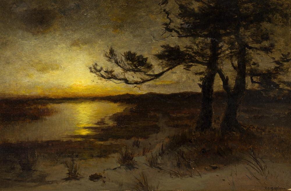 Frank Knox Morton Rehn comparable auction result: frank knox morton rehn 1848 1914 marshes at sunset circa 1884