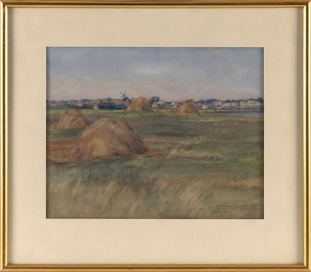 Anne Ramsdell Congdon comparable auction result: anne ramsdell congdon new hampshire massachusetts 1873 1958 a view from monomoy across the creeks nantucket watercolor on paper 12 x 14 5 sight framed1 18 5 x 21
