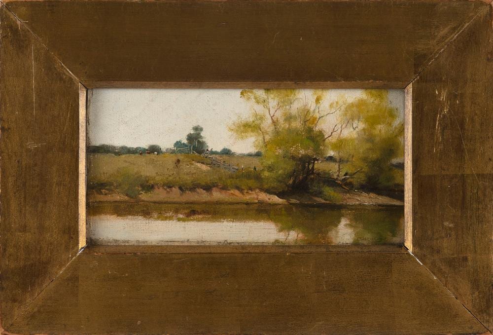 David Birdsey Walkley comparable auction result: david birdsey walkley connecticut new york ohio 1849 1934 cows grazing by a river oil on board 7 x 14 framed 14 x 21