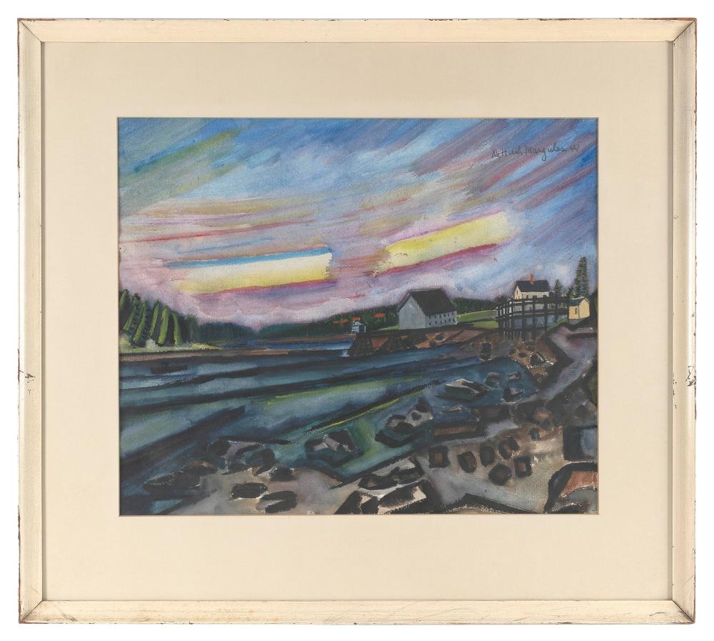 de hirsh margules new york romania 1899 1965 thoroughfare isle au haut maine watercolor 17 5 x 21 5 sight framed 27 x 30 · Eldred's · 2025-09-19 De Hirsh Margules comparable auction result: de hirsh margules new york romania 1899 1965 thoroughfare isle au haut maine watercolor 17 5 x 21 5 sight framed 27 x 30