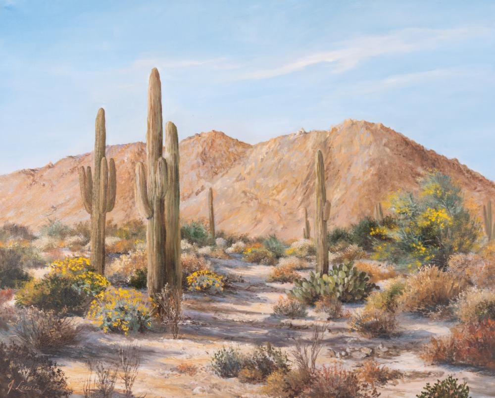 J. C. J. van der Heyden comparable auction result: j jackie lewis bowker california b 1946 desert highlands oil on canvas