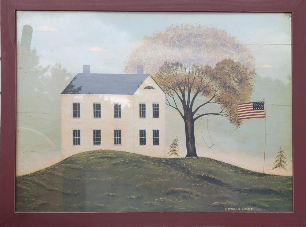 warren kimble print of old school house on a hill · Casco Bay Auctions · 2025-09-09 Warren Kimble comparable auction result: warren kimble print of old school house on a hill