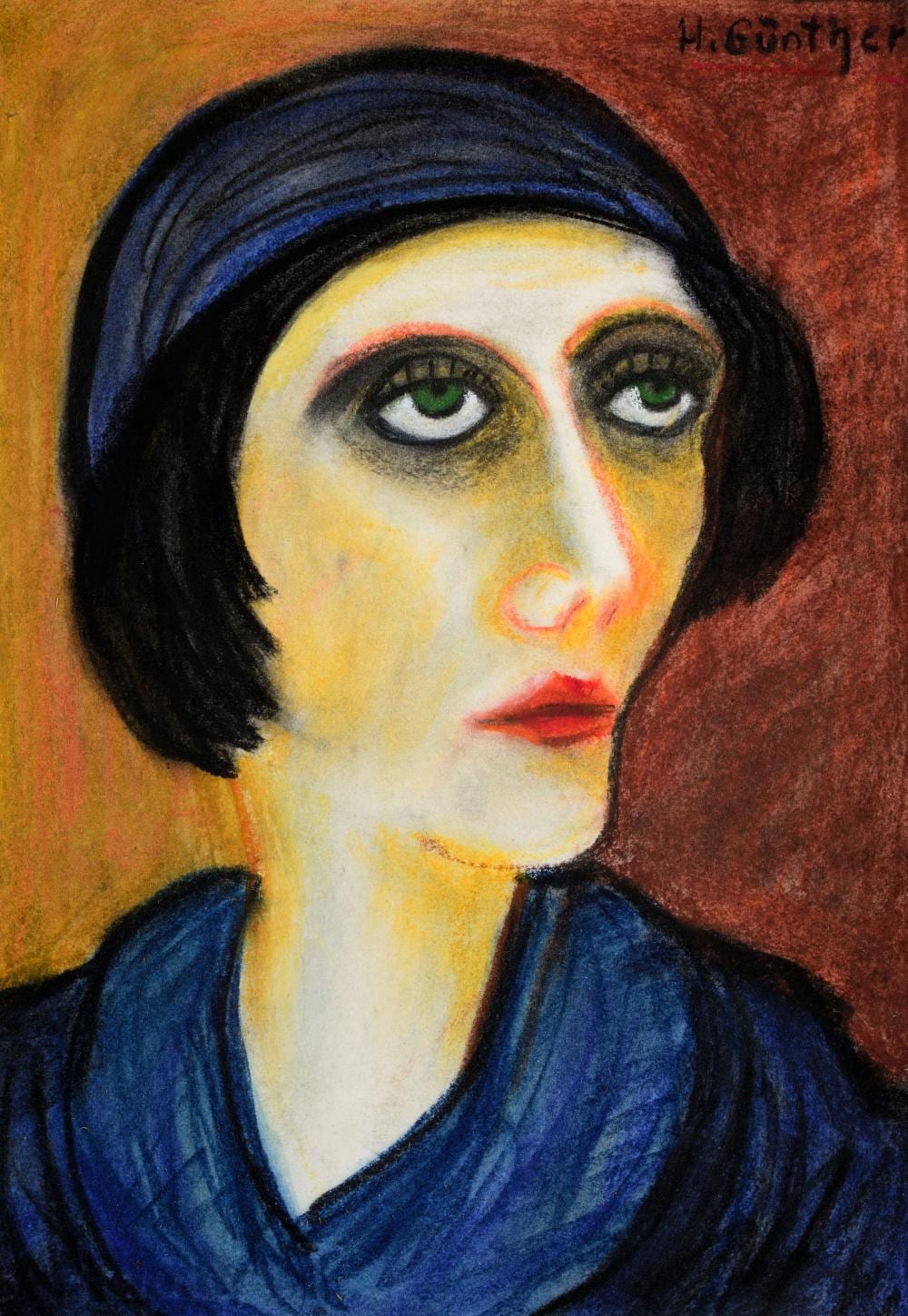 Herta Günther comparable auction result: herta g nther dame mit blauer kappe