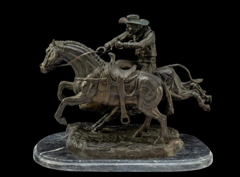 Marshall Mitchell comparable auction result: bronze sculpture bull rider by marshall mitchell