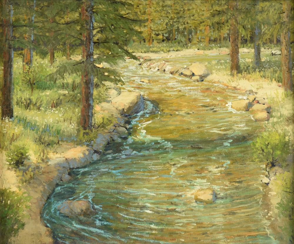 Jerry Greenberg comparable auction result: jerry greenberg american texas b 1946 trout stream 21st century 20 x 24 in 50 8 x 61 cm frame 27 1 2 x 31 1 2 in 69 9 x 80 cm