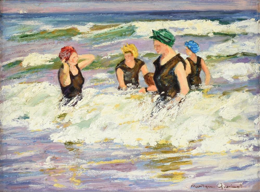 Marilyn Guerinot comparable auction result: marilyn guerinot american texas b 1947 bathers in the surf late 20th century 12 x 16 in 30 5 x 40 6 cm frame 21 x 25 in 53 3 x 63 5 cm