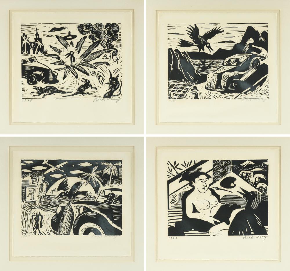 Dick Wray comparable auction result: dick wray american texas 1933 2011 untitled with birds and cars 1985 each 13 x 14 1 4 in 33 x 36 2 cm frames 21 1 2 x 22 1 4 in 54 6 x 56 5 cm