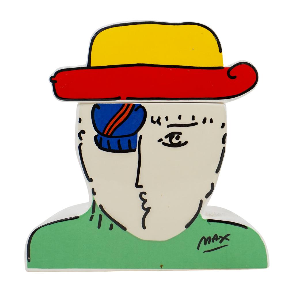 Peter Max (German/American,1937) "Zero" Ceramic Cookie Jar sold by Akiba Galleries, lot 228 — auction record photograph