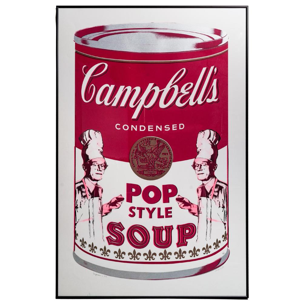 Michael McKenzie comparable auction result: michael mckenzie b 1953 american souperman pink silkscreen