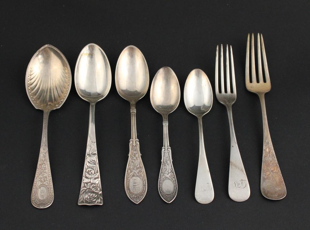 Vintage George W Shiebler Sterling Silver Flatware sold by Nye & Company, lot 5 — auction record photograph