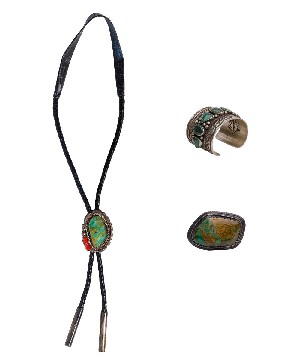 Auction comp thumbnail for Native American Sterling Silver Turquoise Jewelry Assortment (Leonard Auction, Lot 165)