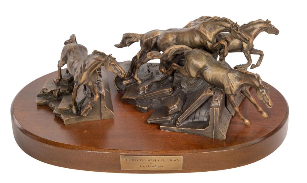 Veryl Goodnight comparable auction result: veryl goodnight american b 1947 the day the wall came down bronze sculpture