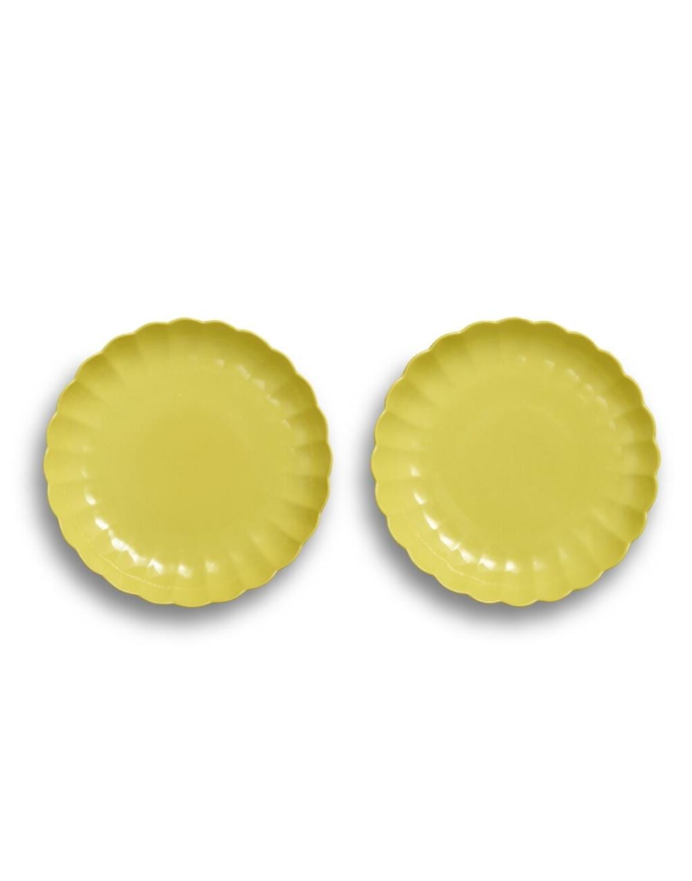A fine and extremely rare pair of yellow-enamelled 'chrysanthemum' dishes, Marks and period of Yongzheng | 清雍正　黃釉菊瓣盤一對　《大清雍正年製》款 comparable sale