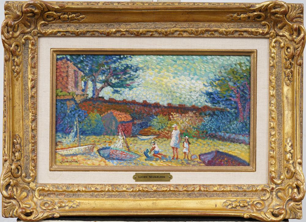 Lucien Neuquelman comparable auction result: lucien neuquelman 1909 1988 vintage french impressionist framed signed beach oil painting