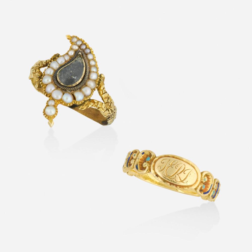 Antique, Two gold and seed pearl rings sold by Toomey & Co. Auctioneers, lot 222 — auction record photograph