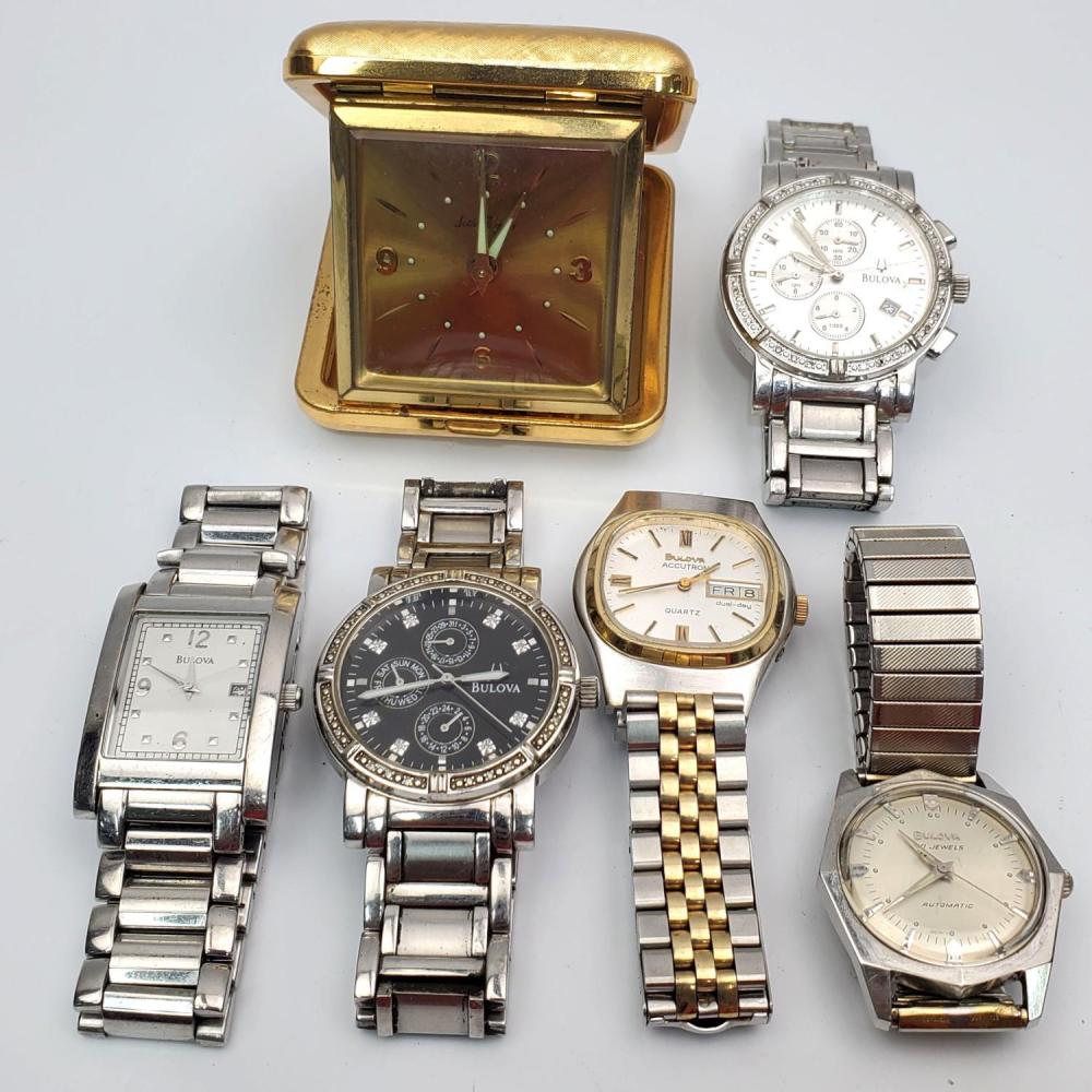 5 Bulova Watches & a Seth Thomas Travel Clock sold by World Auction Gallery, lot 401 — auction record photograph