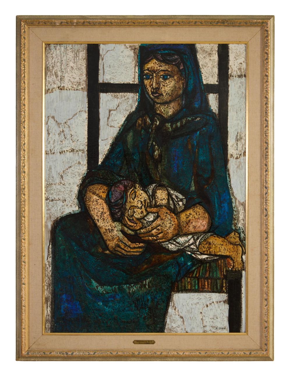 Giancarlo Isola comparable auction result: giancarlo isola italian b 1927 maternita 3 sight h 39 3 4 in w 28 in framed h 47 in w 35 1 4 in