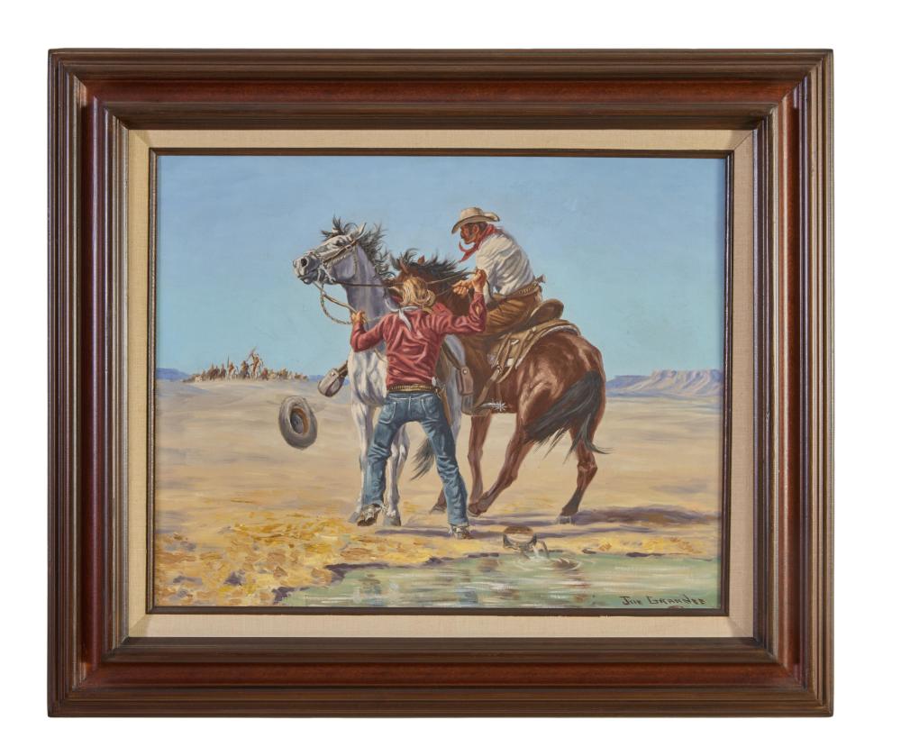Joe Ruiz Grandee comparable auction result: joe ruiz grandee american texas 1929 2021 cowboys fleeing before incoming attack 20th c h 16 1 8 in w 20 in framed h 23 1 4 in w 27 1 4 in