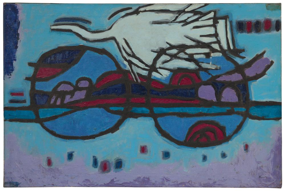 Kim Hwan-gi comparable auction result: kim whanki 1913 1974 untitled oil on canvas23 7 8 x 35 5 8 in 60 6 x