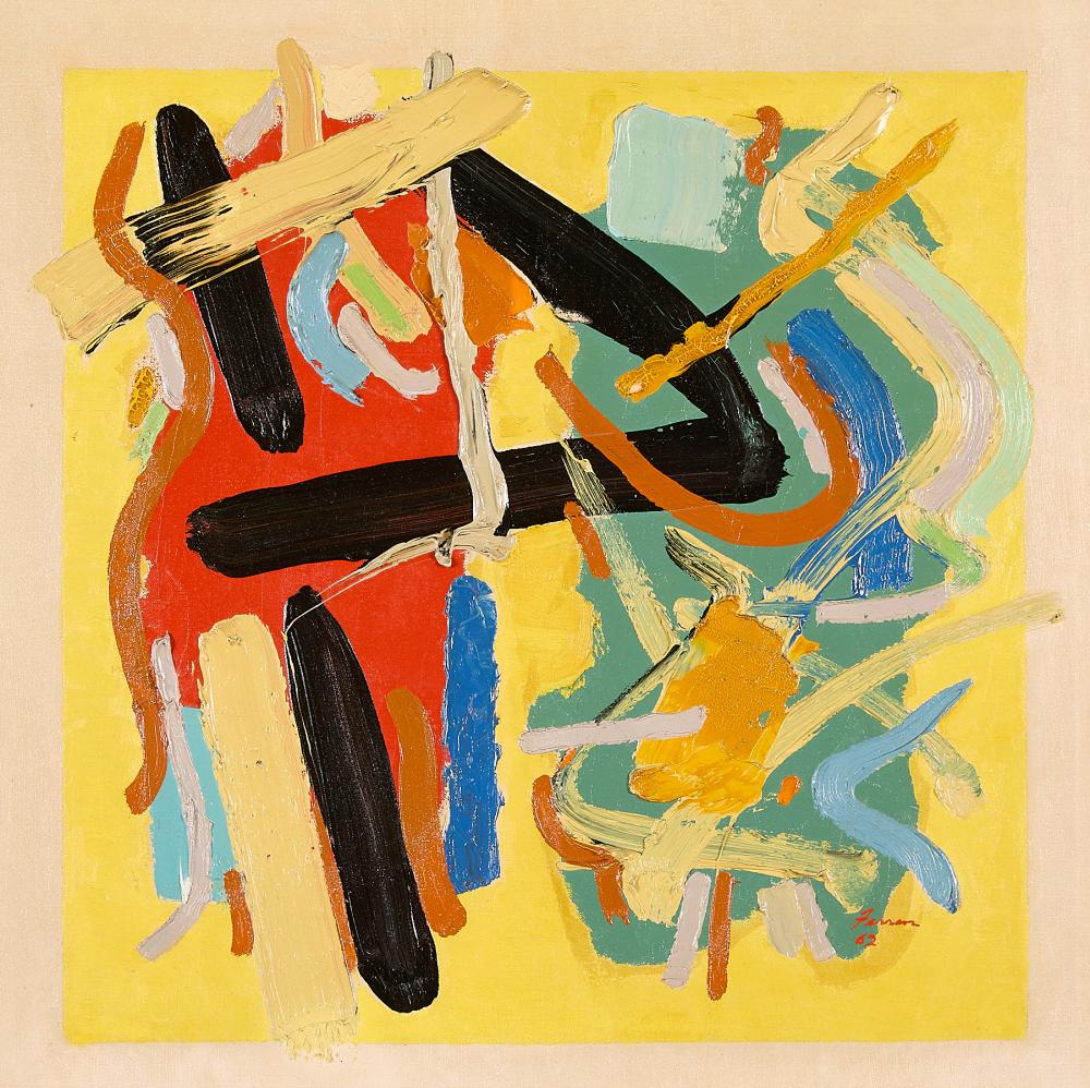 John Ferren Abstract Oil Painting 1963 sold by Revere Auctions, lot 40 — auction record photograph
