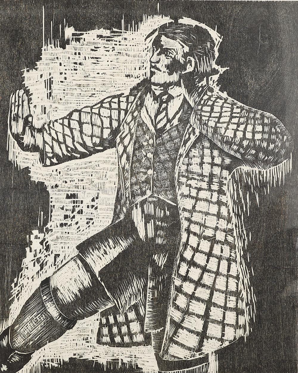 steven campbell gesturing hiker woodcut · Revere Auctions · 2025-09-17 Steven Campbell comparable auction result: steven campbell gesturing hiker woodcut
