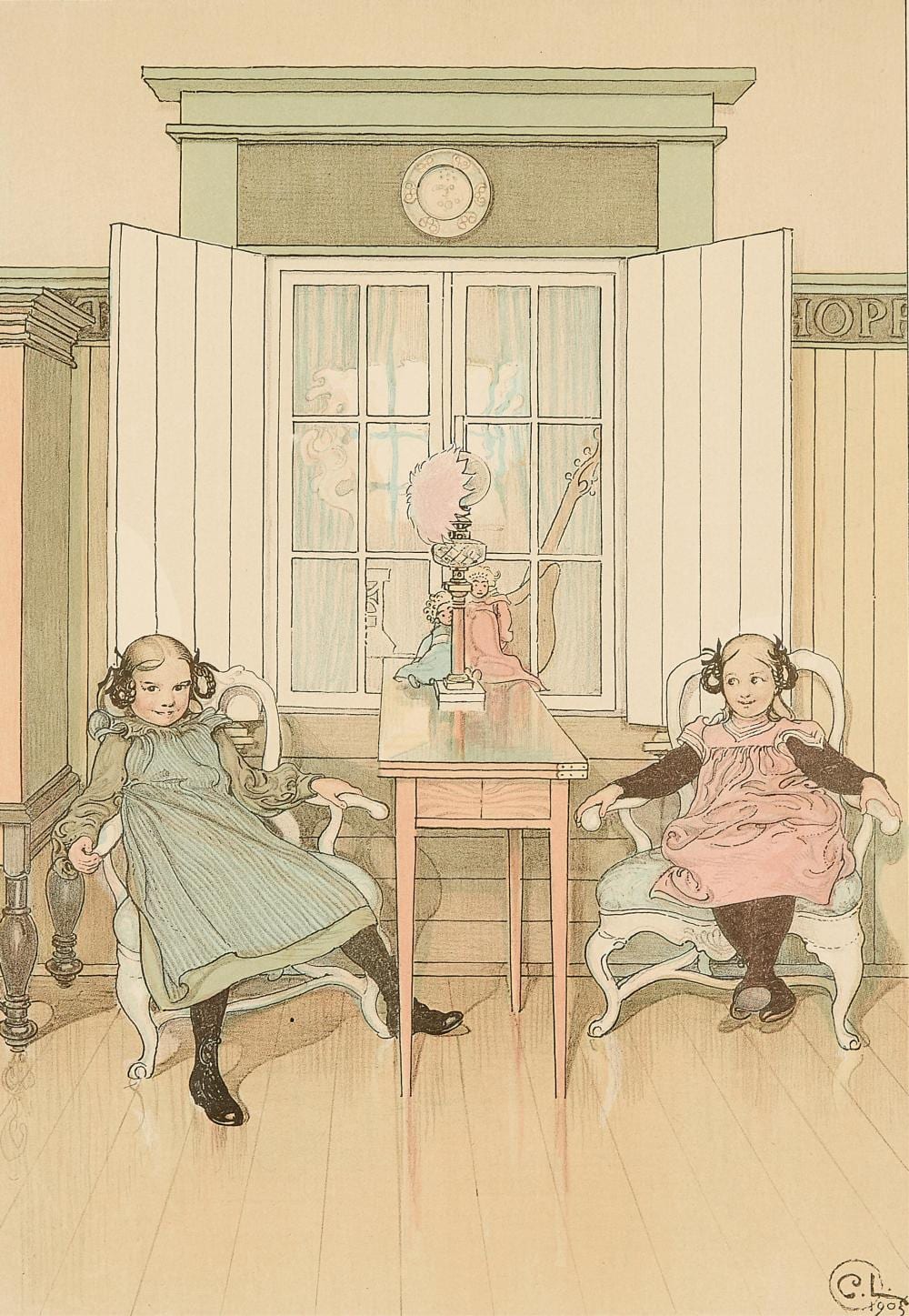Carl Larsson comparable auction result: carl larsson kerstis frammande lithograph