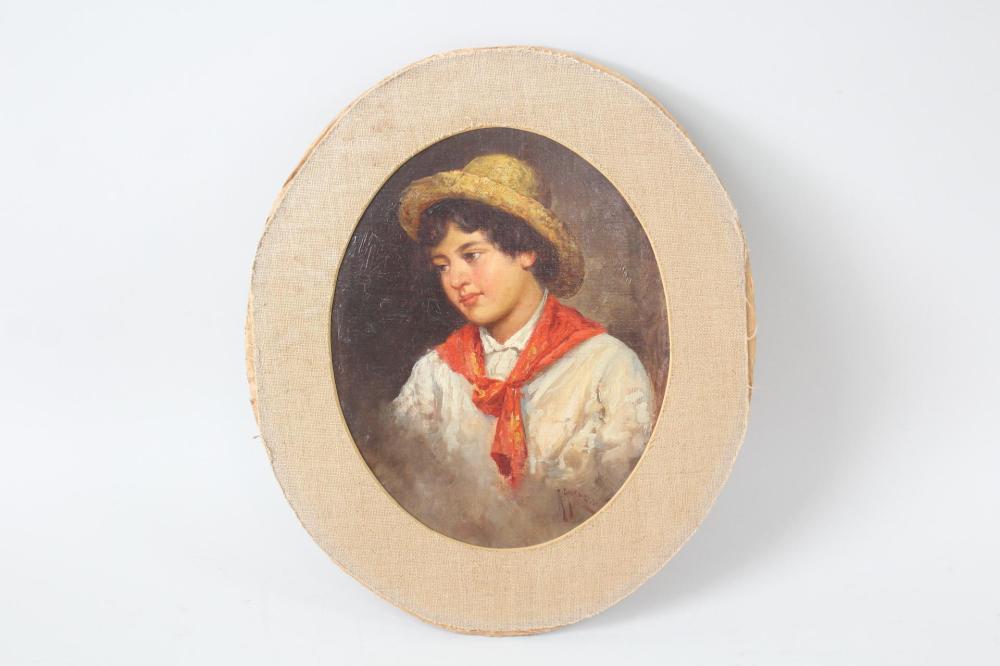 Giuseppe Giardiello comparable auction result: giuseppe giardiello painting of a boy with a red scarf