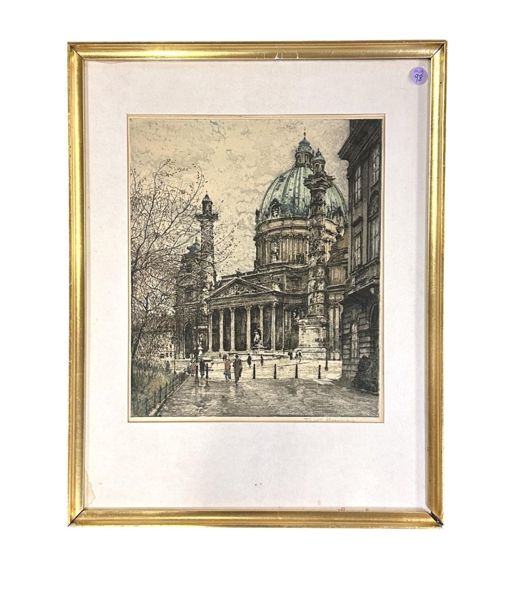 Tanna Kasimier-Hoernes comparable auction result: tanna kasimir 1887 1972 signed etching st charles church