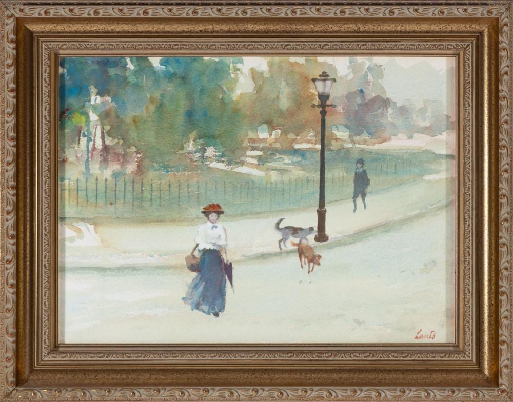 Gerrard Lants comparable auction result: gerrard lants 1927 1998 promenade watercolour 25 x 34cm