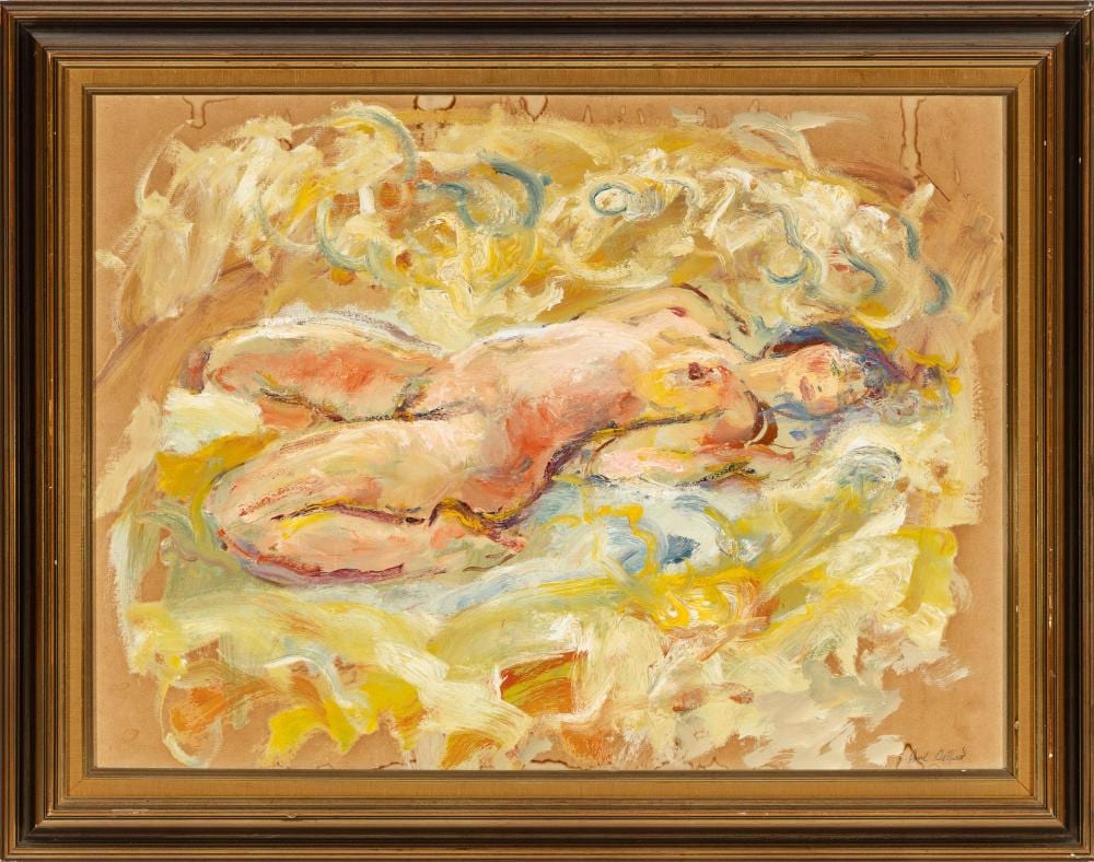 Paul Delprat comparable auction result: paul delprat australian 1942 nude oil on board 47 x 64cm frame size 61 x 78cm