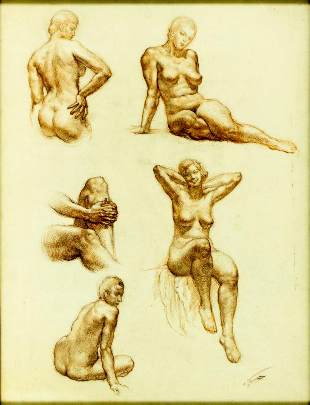 Vincent Nesbert comparable auction result: vincent nesbert pa poland 1898 1976 chalk painting