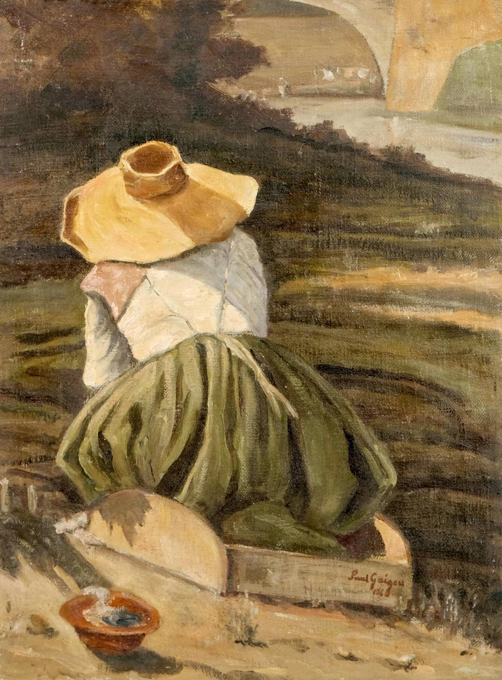 Paul Guigou comparable auction result: paul guigou 1860 oil on canvas painting the washerwoman signed