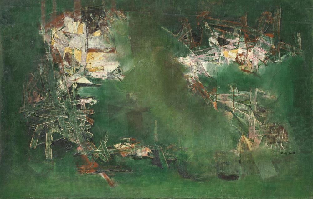 Shantilal Somnath Dave comparable auction result: shanti dave b 1931 untitled oil on canvas25 1 8 x 39 in 63 8 x 99 1