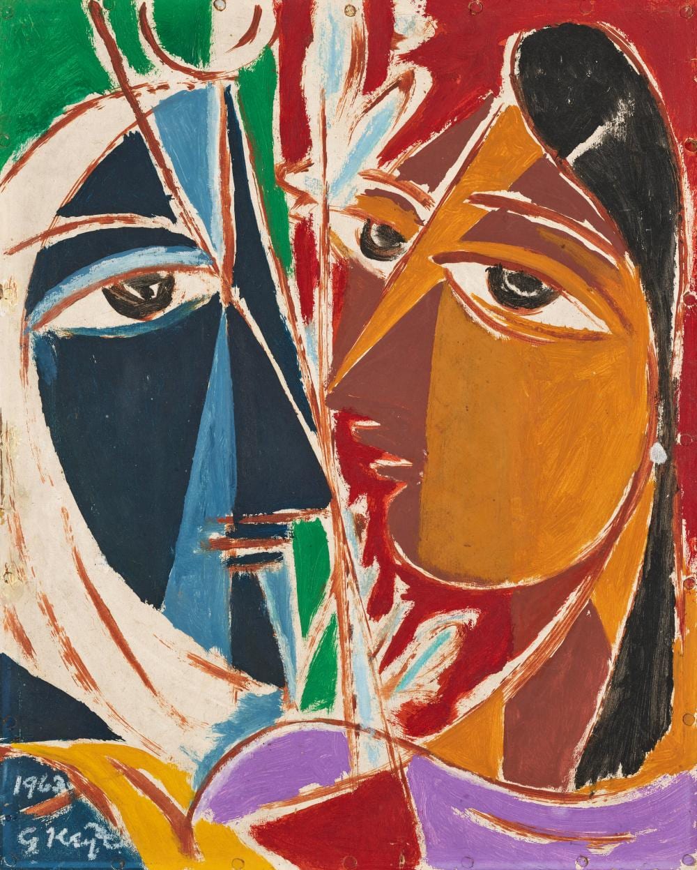 George Keyt comparable auction result: george keyt 1901 1993 untitled radha and krishna oil on board14 7 8 x