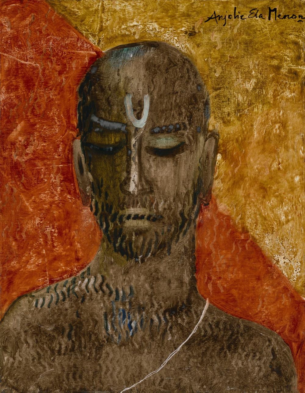 anjolie ela menon b 1940 acolyte oil on board18 x 14 in 45 7 x 35 6 · Christie's · 2025-09-17 Anjolie Menon comparable auction result: anjolie ela menon b 1940 acolyte oil on board18 x 14 in 45 7 x 35 6