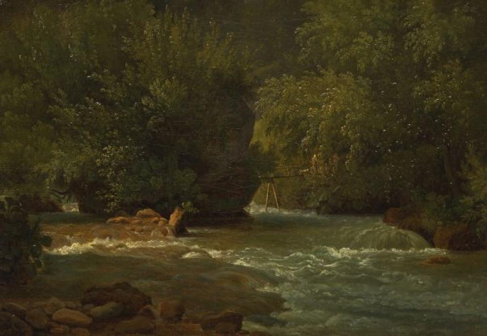 François Diday comparable auction result: fran ois diday 1802 1877 rivi re dans la for t huile sur toile monogram
