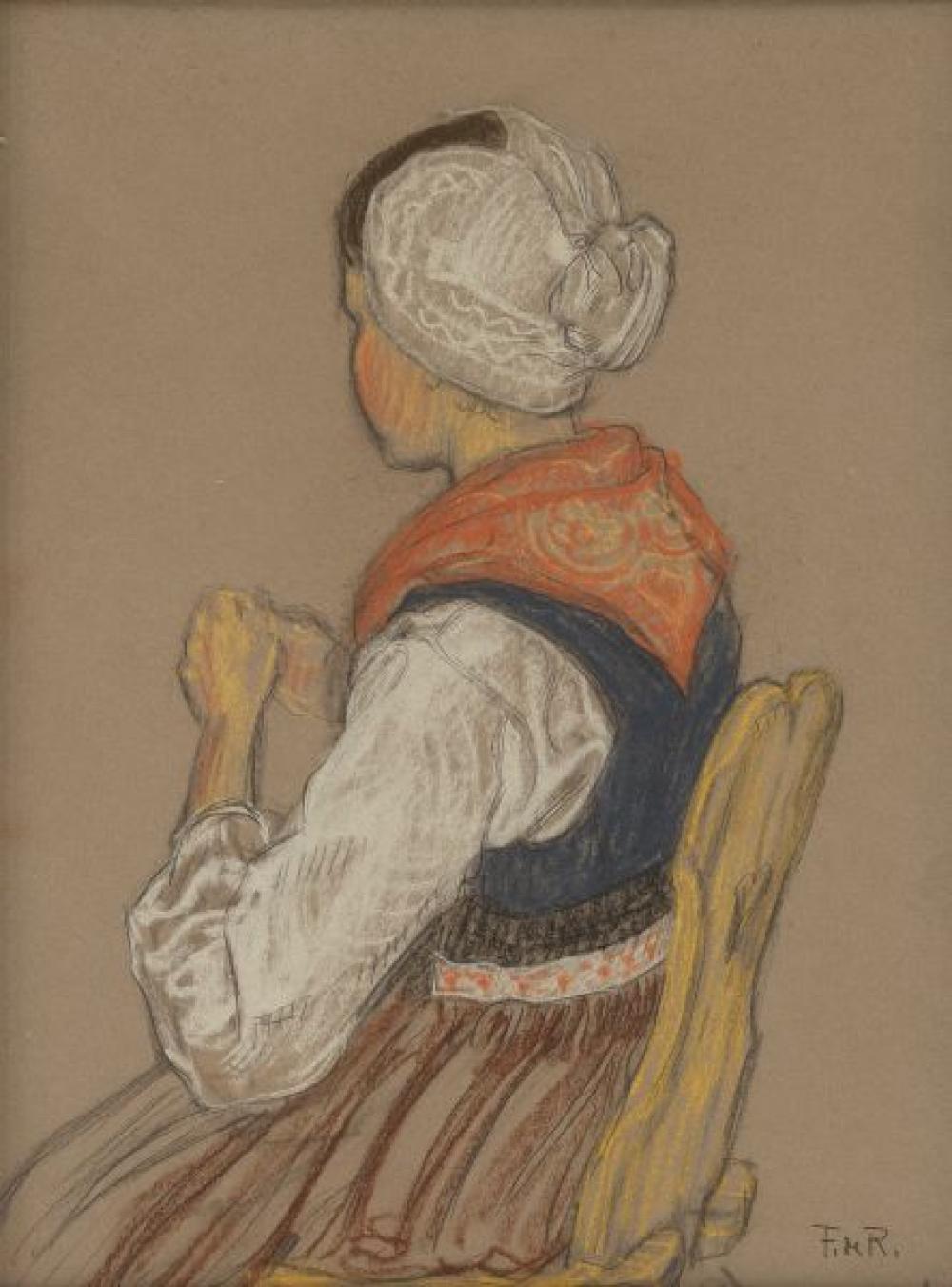 François de Ribaupierre comparable auction result: fran ois de ribaupierre 1886 1981 valaisanne assise de dos pastel sur pa
