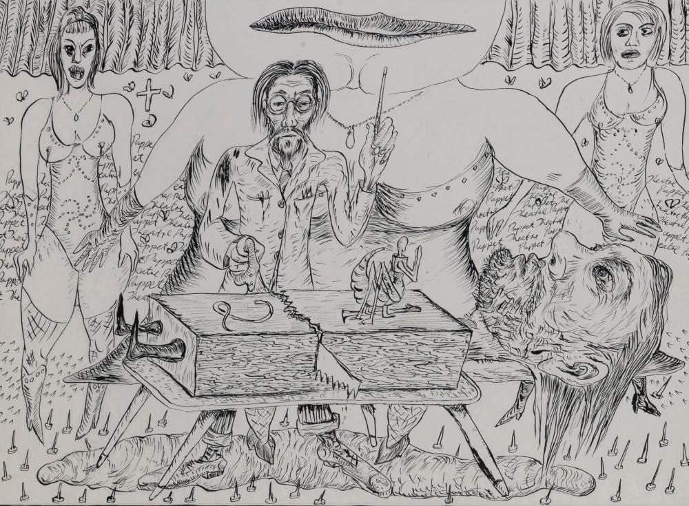 George Gittoes comparable auction result: george gittoes born 1949 dividing the self 1971