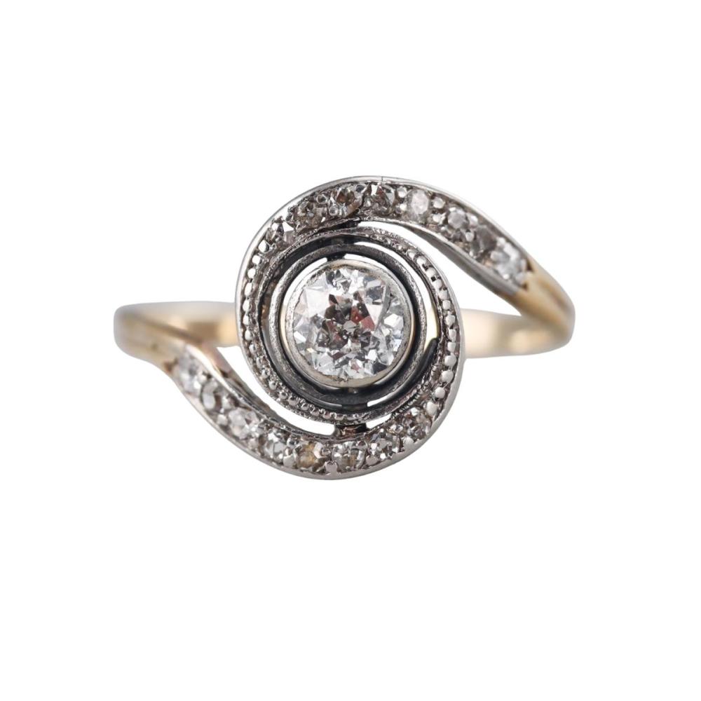 Antique 14k Gold Platinum Diamond Ring sold by Farber Auctioneers, lot 49 — auction record photograph