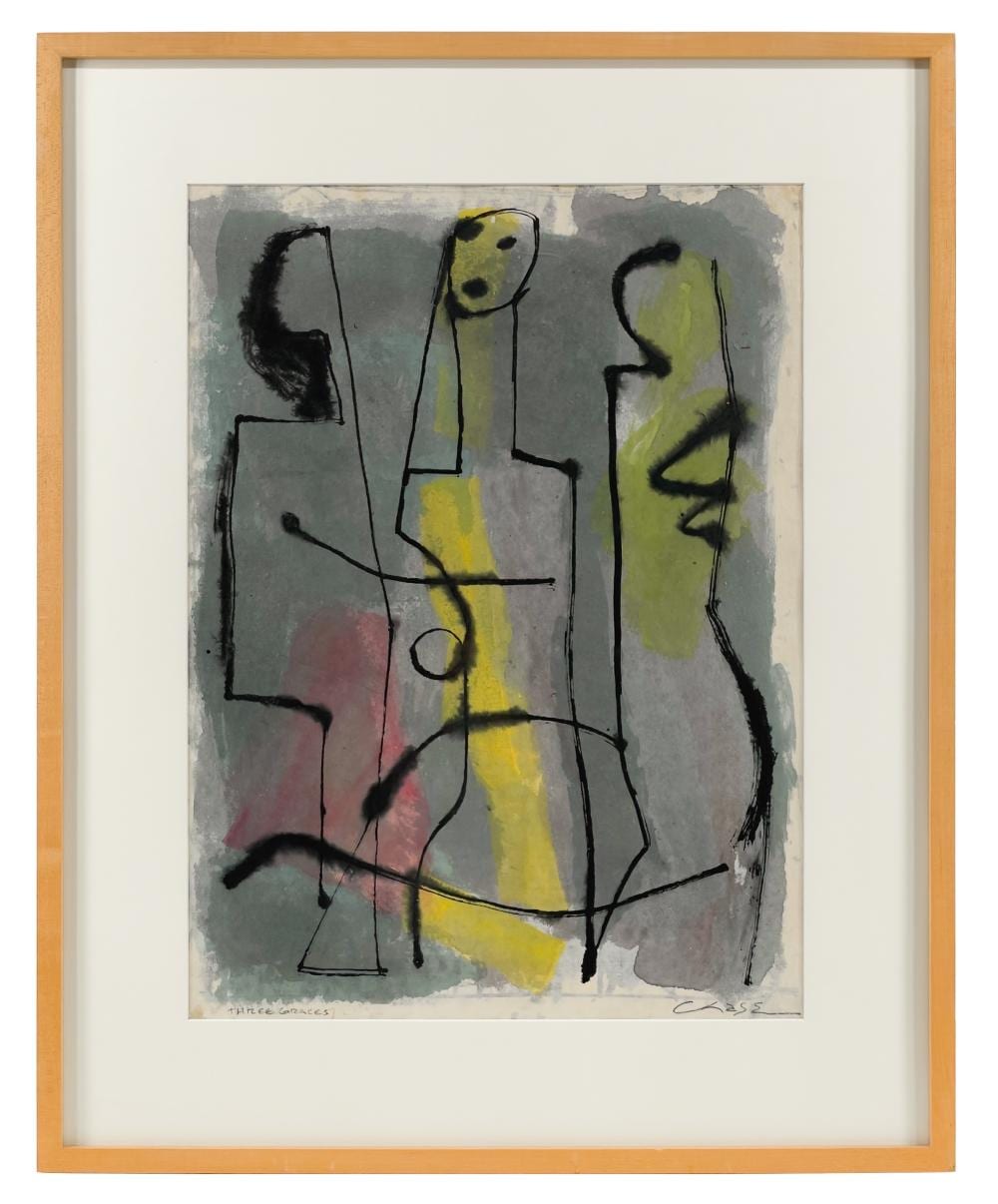 Jamie Chase comparable auction result: jamie chase three graces watercolor ink on paper
