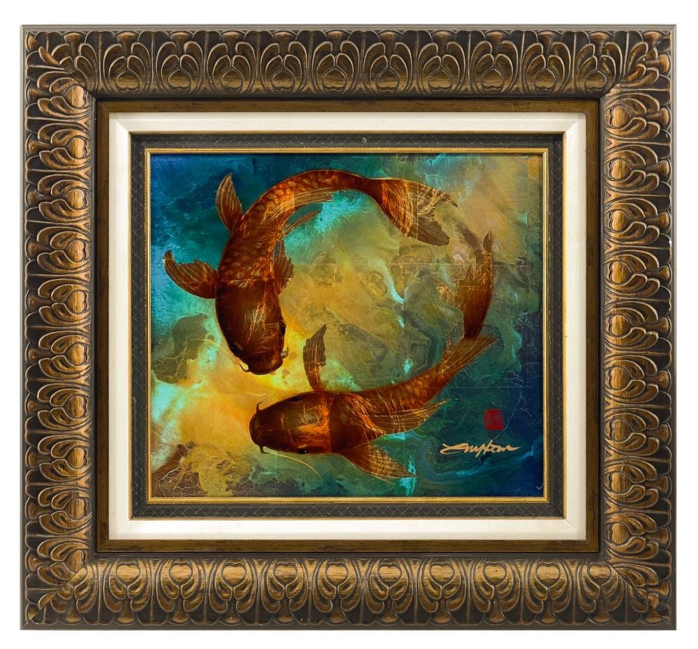 Patrick Guyton comparable auction result: patrick guyton koi mixed media with gold leaf on aluminum