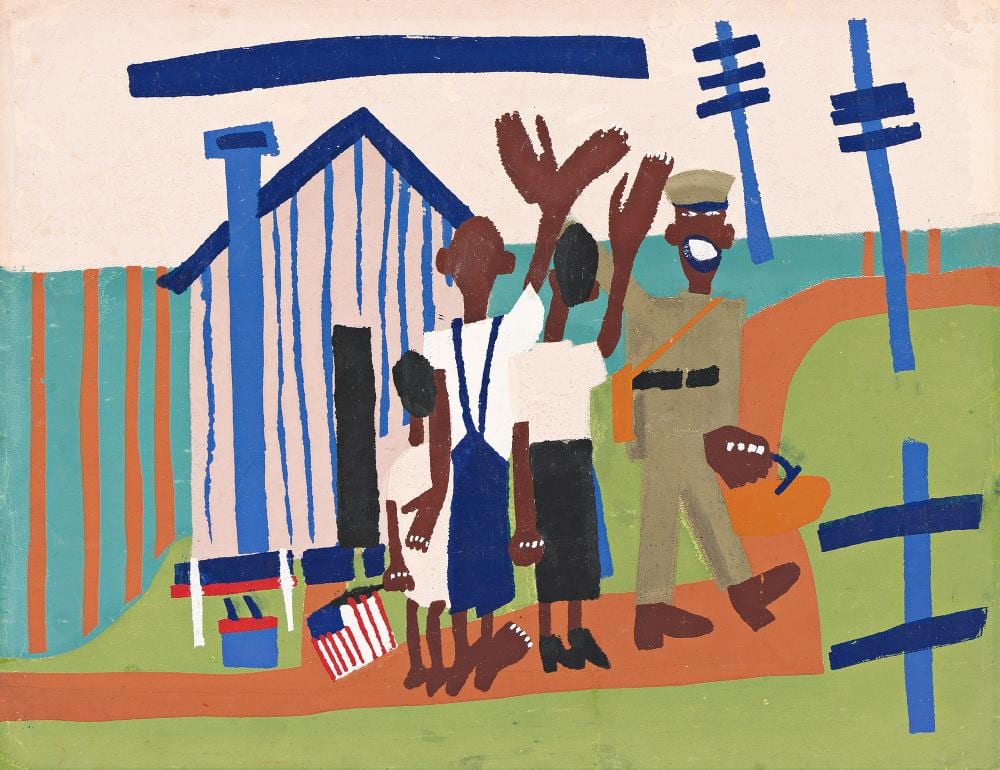 william h johnson 1901 1970 off to war circa 1941 42 · Swann Auction Galleries · 2025-10-07 William H. Johnson comparable auction result: william h johnson 1901 1970 off to war circa 1941 42
