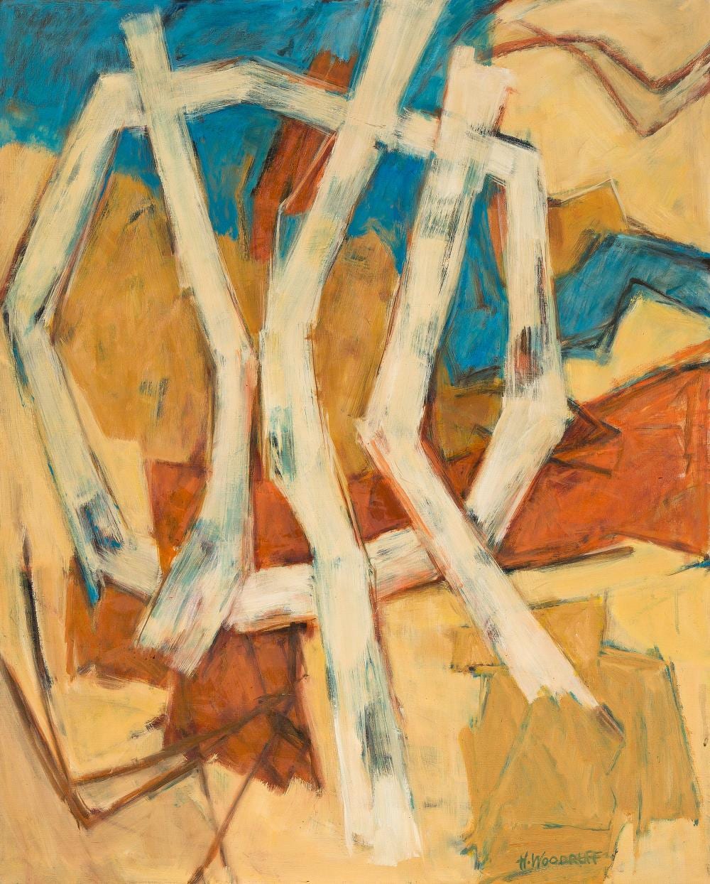 Hale Aspacio Woodruff comparable auction result: hale aspacio woodruff 1900 1980 primeval image circa 1970