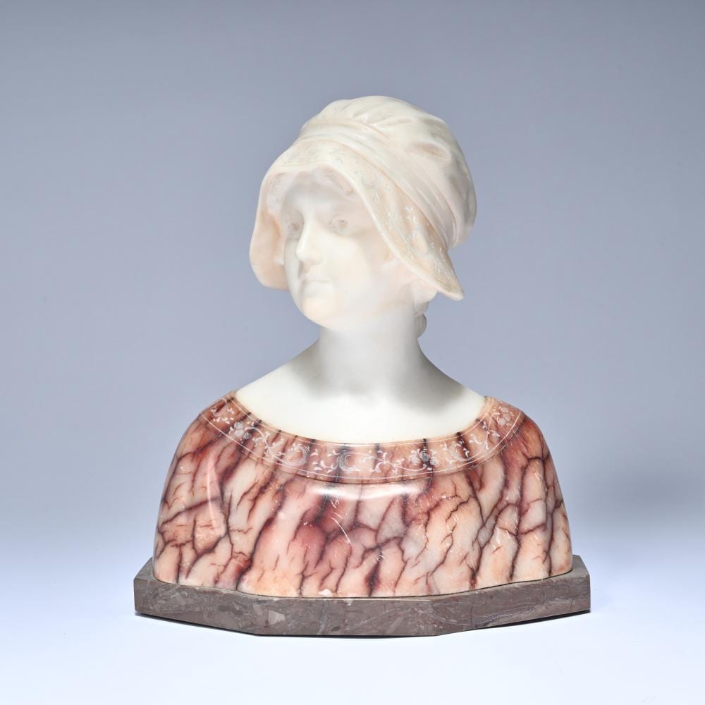 Auguste Henri Carli comparable auction result: auguste henri carli 1868 1930 bust of a young lady in marble and alabaster signed carli
