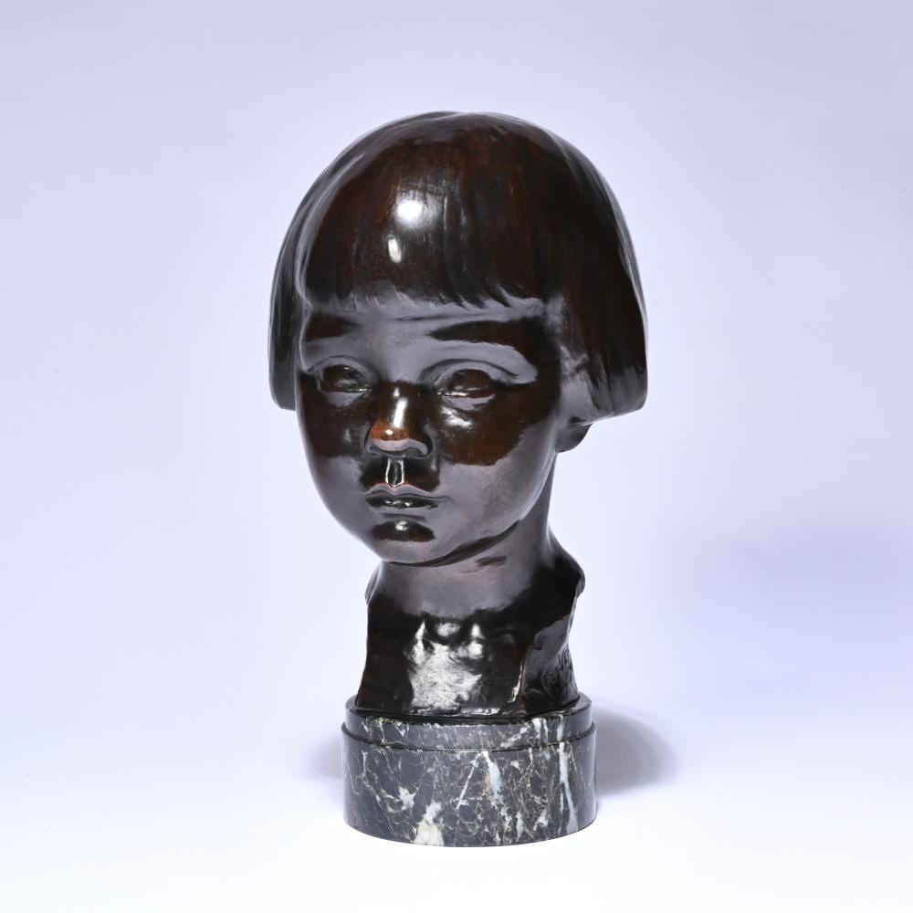 Georges Verbanck comparable auction result: geo verbanck 1881 1961 bronze child s head louise vande velde on marble base signed